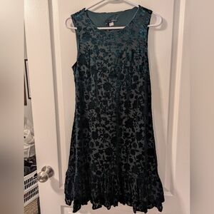 Tommy Hilfiger Women's Dress Size 8 Velvet Ruffle Emerald Green Floral NWT